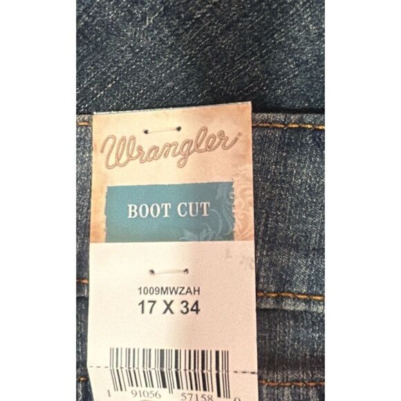 Wrangler Retro Mae Mid Rise Bootcut Blue Jeans Dark Wash Size 17 x 34 New - Picture 7 of 10